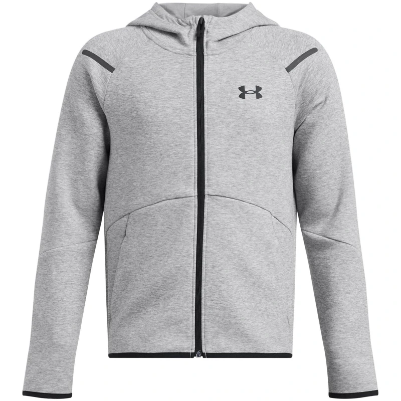 Image of Under Armour Kids Unstoppable Tech Fleece Full-Zip Hoodie Grey male 5-6 (XS)