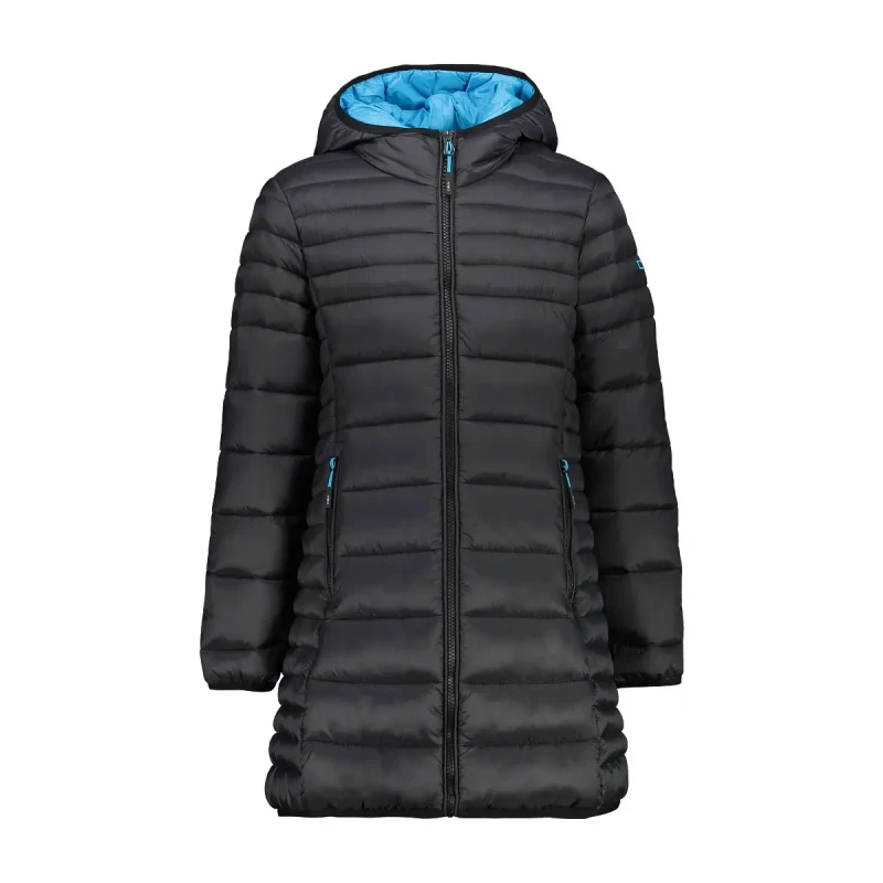 Image of CMP Long hooded puffer jacket for girls CMP Noir Female 3 ans