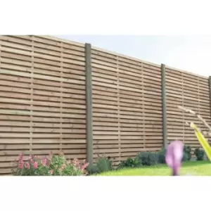 Image of Forest Garden Contemporary Double Slatted Fence Panel 1800 x 1800mm 6ft x 6ft