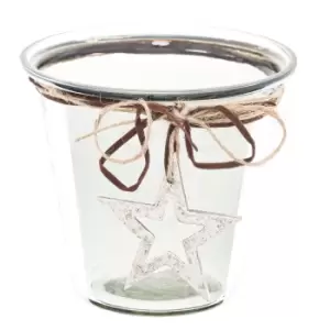 image of Smoked Midnight Hammered Star Medium Candle Holder