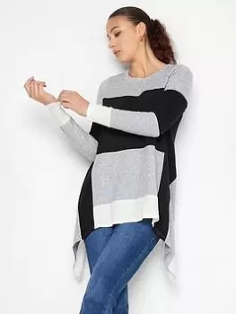 image of Long Tall Sally Long Tall Sally Striped Knitted Long Sleeve Top, Grey, Size 10, Women