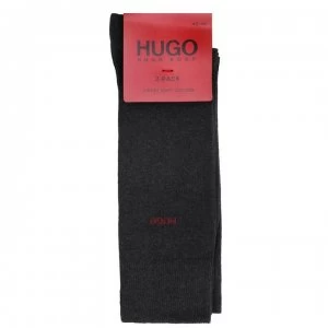 image of Hugo Boss 2 Pack Crew Socks Dark Grey