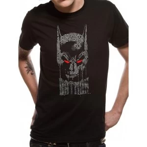 image of Batman - Unisex Large Text Skull T-Shirt (Black)