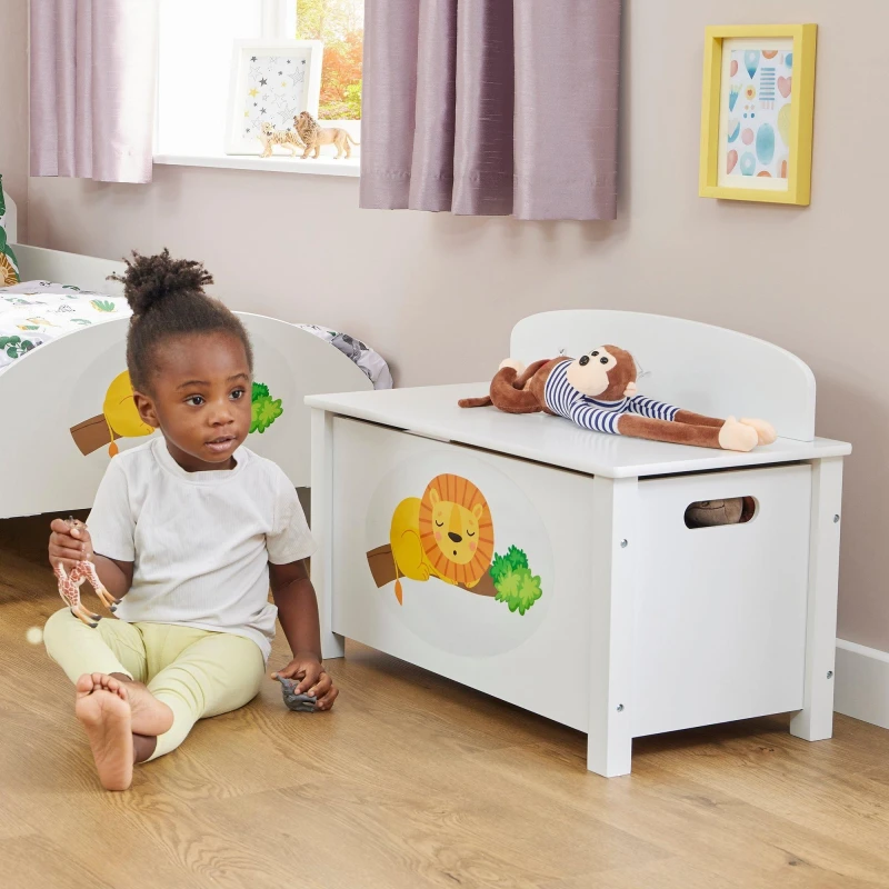 Image of Liberty House Toys Jungle Wooden Toy Box in White White Unisex
