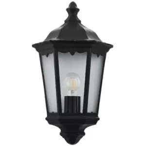 Image of IP44 Outdoor Wall Light Matt Black Traditional Lantern Porch Flush Dimmable Lamp