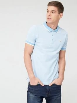 image of Farah Basel Pique Polo Shirt - Light Blue