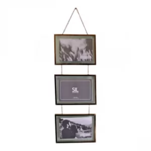 Image of Rose Gold Metal Triple Hanging Photos Frames