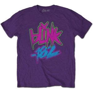 Blink-182 - Neon Logo Unisex Medium T-Shirt - Purple