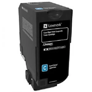 image of Lexmark 74C2HCE Cyan Laser Toner Ink Cartridge