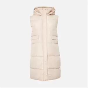 image of Missguided Recycled Plus Size Longline Puffer Gilet - Beige