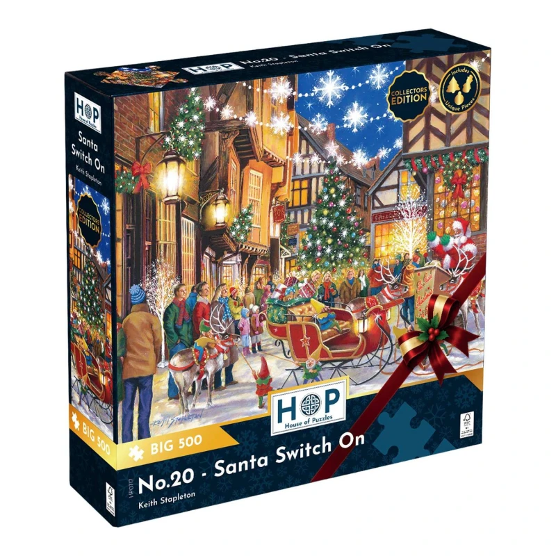 Image of The House Of Puzzles No. 20 - Santa Switch On BIG 500 Piece Jigsaw Puzzle Multicolor Unisex 500 Piece