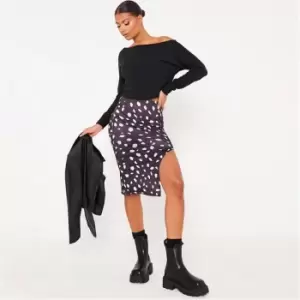 Image of I Saw It First Splodge Print Midi Skirt - Black