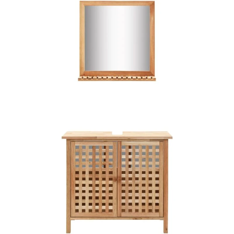 Image of VIDAXL Sink Cabinet with Mirror Solid Walnut Wood Vidaxl 8719883590714