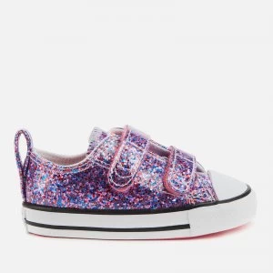 image of Converse Toddlers Chuck Taylor All Star Glitter Ox Velcro Trainers - Bold Pink - UK 5 Toddler