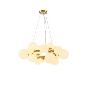 image of Marshall Circular Ceiling Pendant, 16 Light G9, Satin Gold, Opal Glass