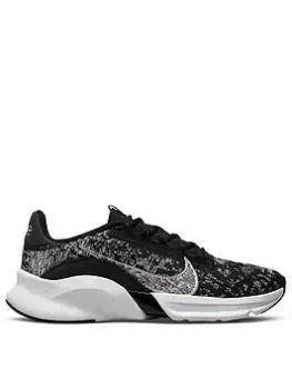Image of Nike Superrep Go 3 Flyknit - Black/Silver/White, Black/Silver/White, Size 4, Women