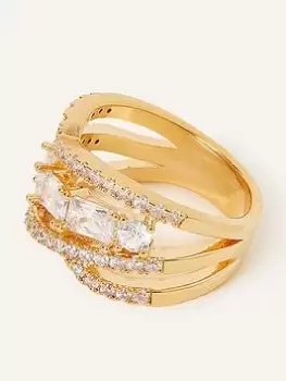 Image of Accessorize Z Sparkle Stone Ring, Gold, Size S, Women
