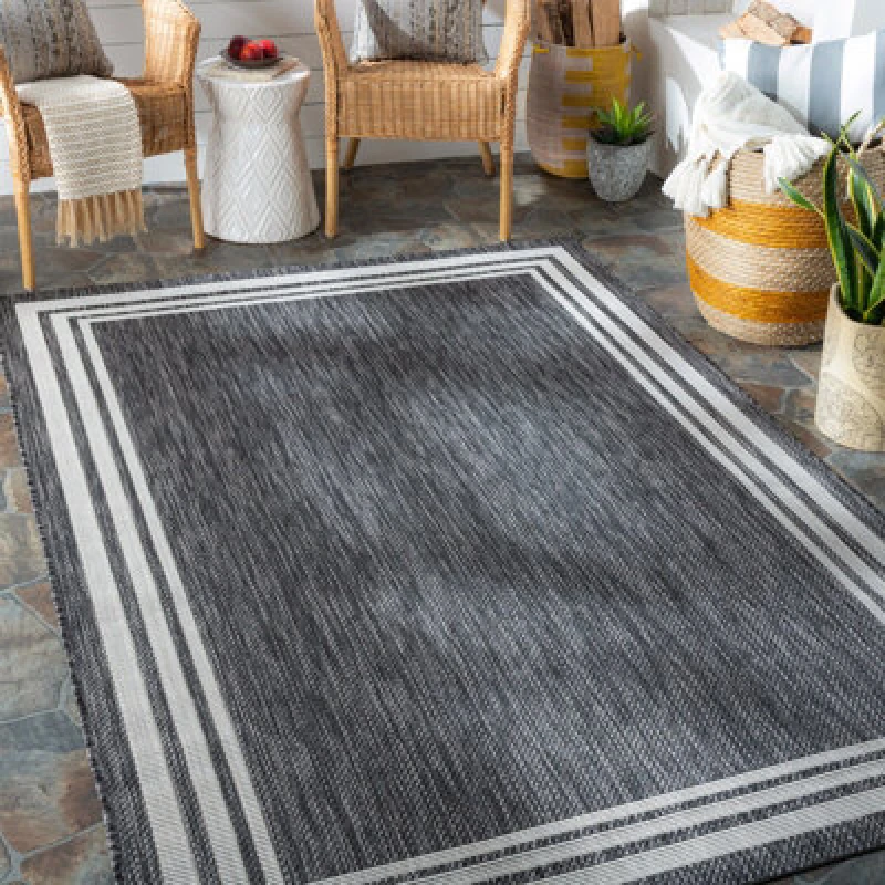 Image of Livabliss In- & Outdoor Traditionnal Boho Dark Grey Akriti Area Rug 130 X 180 Cm - Easy To Clean, Perfect For Balcony Or Dining Room