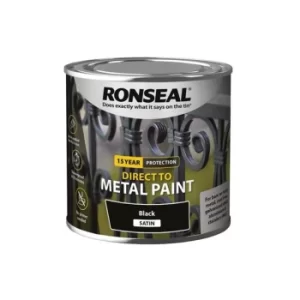 Image of Ronseal Direct to Metal Paint Black Satin 250ml