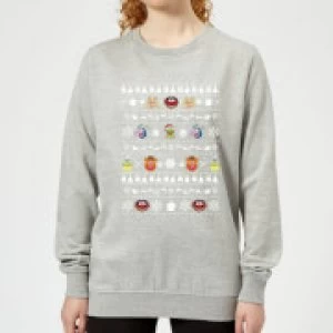 Image of Muppets Pattern Womens Christmas Sweatshirt - Grey - 3XL