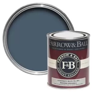 image of Farrow & Ball Modern Stiffkey Blue No. 281 Eggshell Paint, 0.75L