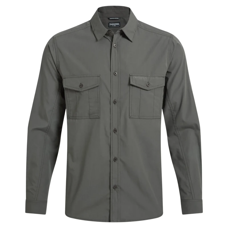 Image of Craghoppers Craghoppers Men Kiwi Long Sleeved Insect-Barrier Shirt in Khaki Size: Small Khaki S Male 5063260131995