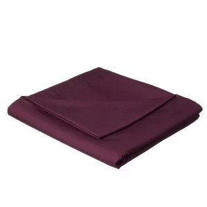 image of Catherine Lansfield Plum Non-Iron Plain Dye Flat Sheet - Double