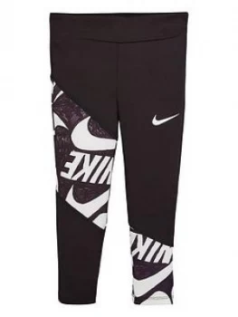 Image of Nike Younger Girls Marker Graphic Dri-Fit Leggings - Black