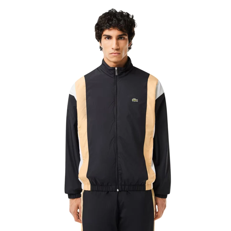 Image of Lacoste Mens Waterproof Lightweight Rain Anorak Black/Croissant male XS