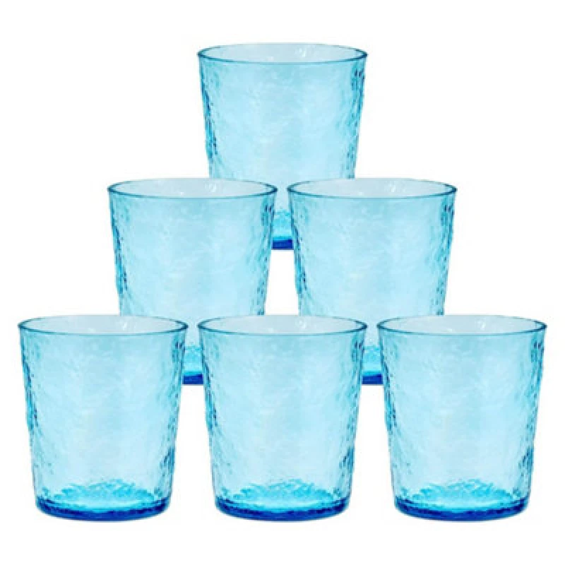 Image of Set Of 6 Bayside Lulworth Acrylic Shatterproof Tumblers 360Ml - Blue