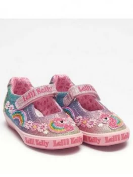 Image of Lelli Kelly Girls Rainbow Unicorn Dolly Shoe - Multi/Glitter