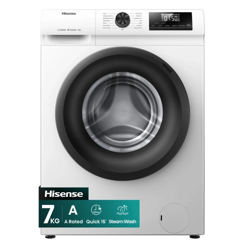 Image of Hisense WF1Q7021BW 7kg 1200 Spin Freestanding Steam Washing Machine White