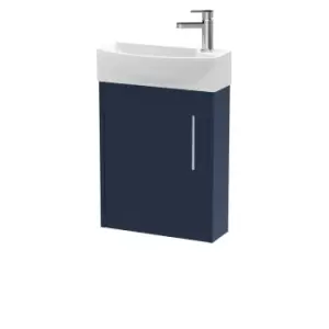 image of Hudson Reed Juno Compact 440mm Wall Hung 1 Door Unit & 1 Tap Hole Basin LH - Electric Blue