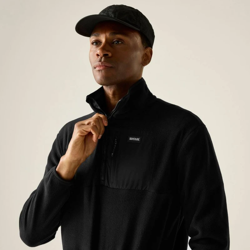 Image of Regatta Mens Frankie Half Zip Fleece in True Black Size: Large True Black Male L