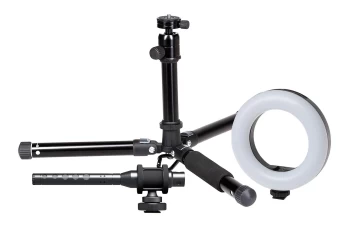 image of ProSound Vlogger Kit 2 with Portable Mid Size Tripod, LED Ring Light & Shotgun Microphone