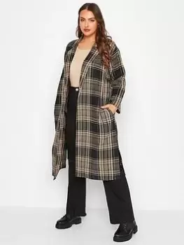 image of Yours Camel Check Duster, Brown, Size 22, Women