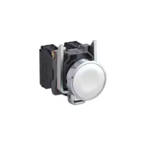 Image of XB4BA11, P/B, White, 1 N/O, Spring Return