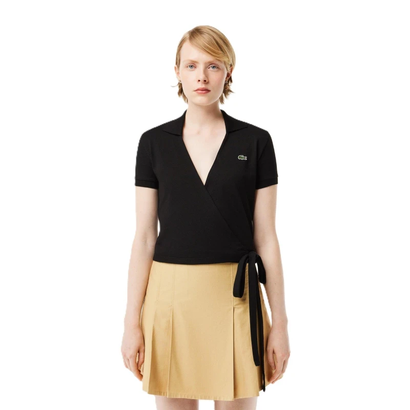 Image of Lacoste Womens Short Sleeve Tailored Fit Polo Shirt Black female 6 (34)