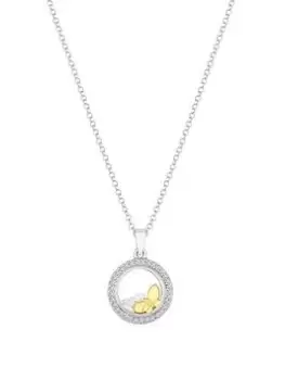 Image of Simply Silver Sterling Silver 925 Cubic Zirconia Butterfly Shaker Pendant Necklace, Silver, Women