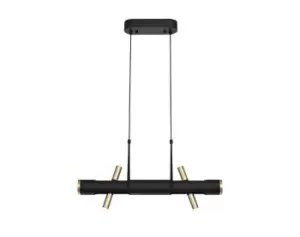 image of Ceiling Pendant, 4 x 2W LED, 3000K, 1120lm, Sand Black, Gold