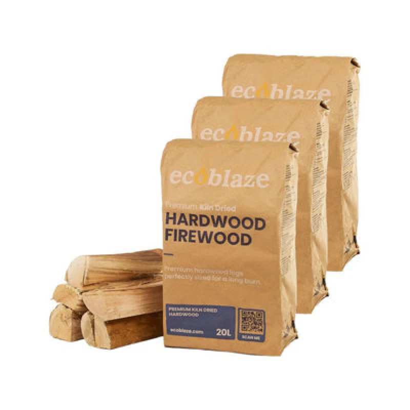 Image of Ecoblaze Kiln-Dried Firewood 3X20L, Eco Fuel Ready To Burn Logs For Wood Burner