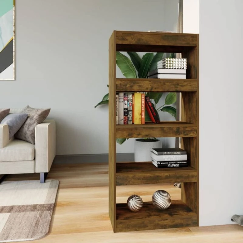 Image of VIDAXL Book Cabinet/Room Divider Smoked Oak 60x30x135cm Engineered Wood Vidaxl 8720286844366