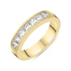 Image of 18ct Yellow Gold 1.01ct Diamond Princess Cut Wedding Half Eternity Ring