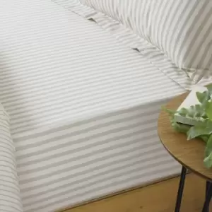 Image of The Linen Yard Hebden Fitted Sheet (King) (Natural) - Natural