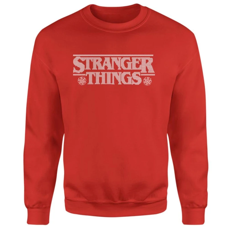 Image of Stranger Things Fairisle Logo Christmas Jumper - Red - S