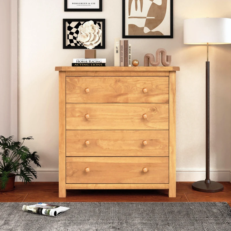 Image of Cabinet Bits Lugo 4 Drawer Chest of Drawers Wood Knob in Light Brown Light Brown Unisex