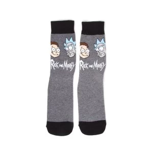 Image of Rick And Morty - Faces Mens 39/42 Socks - Grey/Black