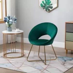 image of HOMCOM Modern Accent Chairs Velvet Upholstered Armchair with Gold Legs Green