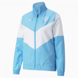 Image of PUMA x First Mile Man City Prematch Womens Football Jacket, Light Blue/White, size Large, Accessories