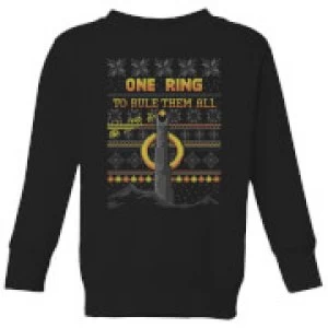 Image of Lord Of The Rings One Ring Kids Christmas Sweatshirt - Black - 11-12 Years